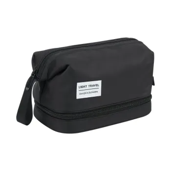 Elsvet Nylon Storage Bag Makeup Bag Toiletry Bag Large Size Unisex White Black