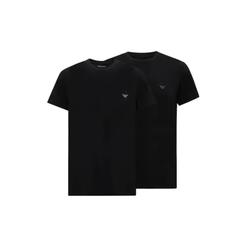 EMPORIO ARMANI T-Shirts Men Set Of 2 Black+Black