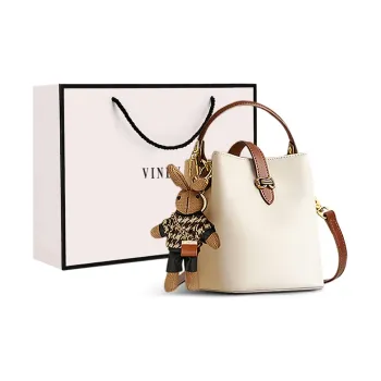 VINEY Cow Leather Handbag Crossbody Bag Shoulder Bag Bucket Bag Regular Women's Sea Salt White