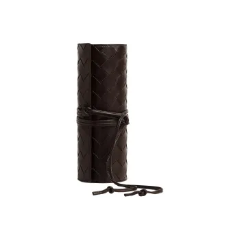 Bottega Veneta Calfskin Pencil Holder Storage Bag Women's Dark Brown