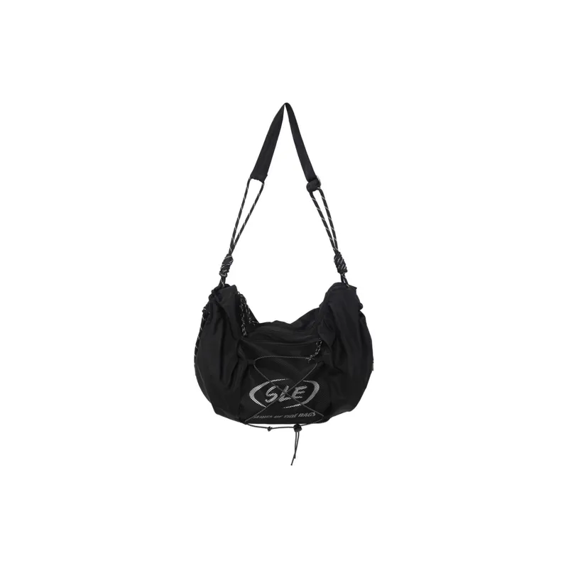 TAKI Nylon Crossbody Bag, Shoulder Bag Medium Size Unisex Gray/Black-3