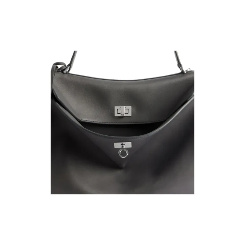 Balenciaga Smooth Calf Leather One Shoulder Handbags Medium Size Women's Gray-5