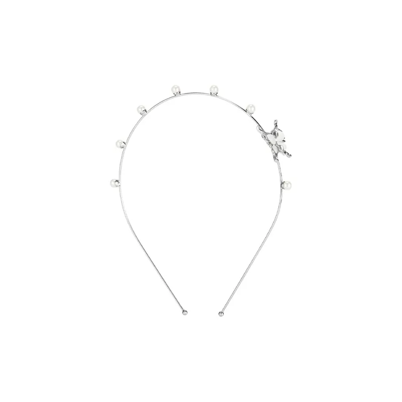 LILY&LOTTY Alloy Pearl Resin Headbands Women's Silver-2
