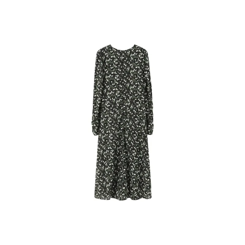 NINE WEST Long Sleeved Dresses Women's Black Green-1