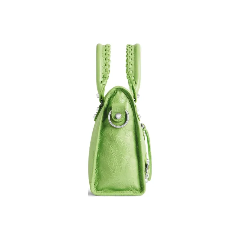 Balenciaga Arena Lambskin One Shoulder Handbags Small Size Women's Green-2