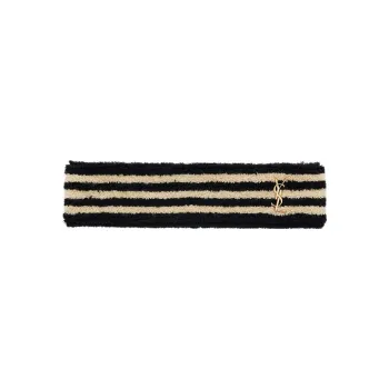 SAINT LAURENT Cotton Hair Band Women's Black/Beige