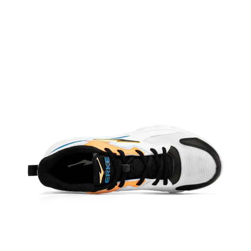 Erke Durable Breathable Lightweight Low Top Running Shoes Men's White Black-3