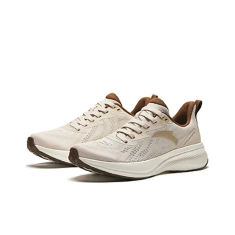 Anta Running Collection Cushioning Wear-Resistant Low-Top Running Shoes Men's White Wood Color-1