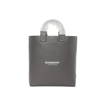 Burberry Artie Series Leather Tote Bag Shopping Bag Handbag Unisex Gray