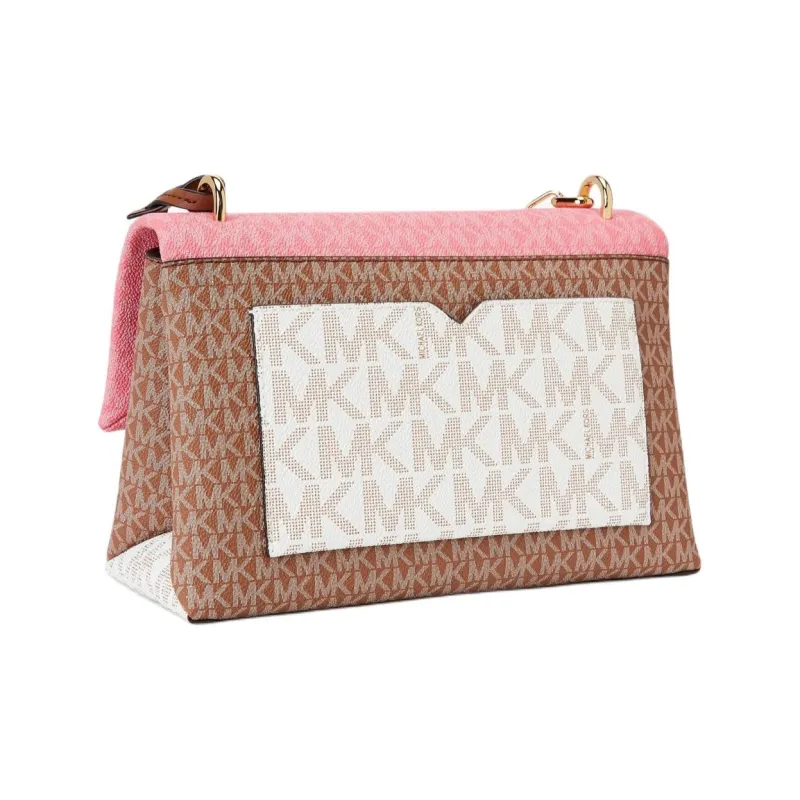 MICHAEL KORS Cece Artificial Leather Crossbody Bag Shoulder Bag Women's White/Beige With Oak Brown And Light Rose Red-1