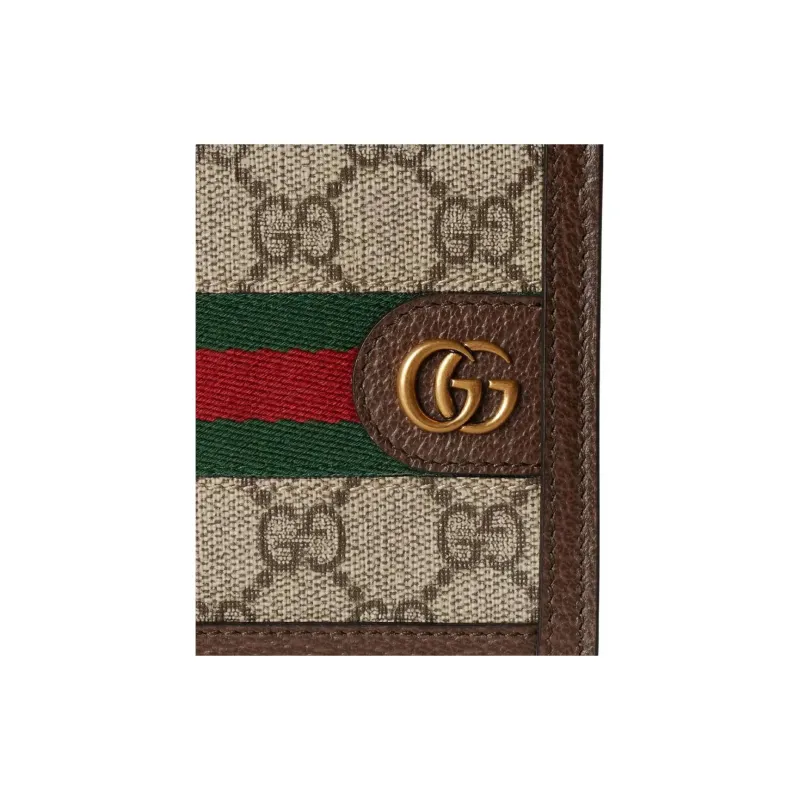 GUCCI Ophidia Canvas With Leather Binding Wallet Men's Beige & Ebony-5