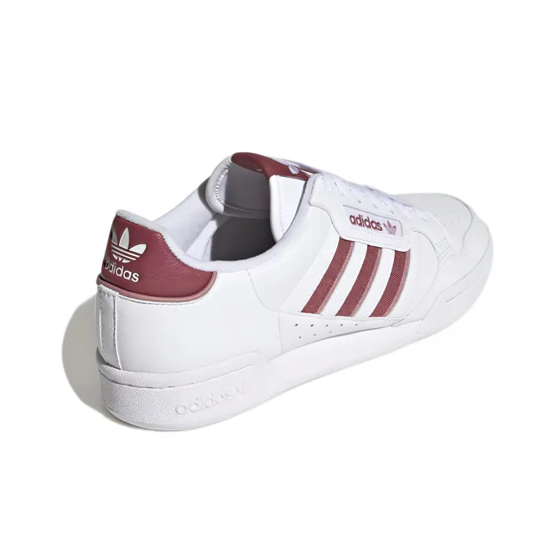 Adidas Originals Continental 80 Stripes Abrasion Resistant Low Top Skateboard Shoes Men's White Red-3