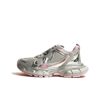 CHENTER KATER Chunky Sneakers Women's Low Top Pink Silver/Black Silver