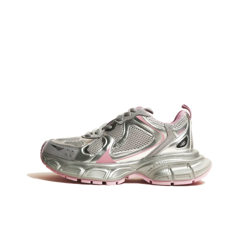 CHENTER KATER Chunky Sneakers Women's Low Top Pink Silver/Black Silver-8