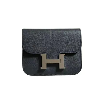 HERMES Constance Slim Evercolor Calfskin Wallet, Card Holder, Coin Purse, Fanny Pack Women's Haze Gray H0 Color