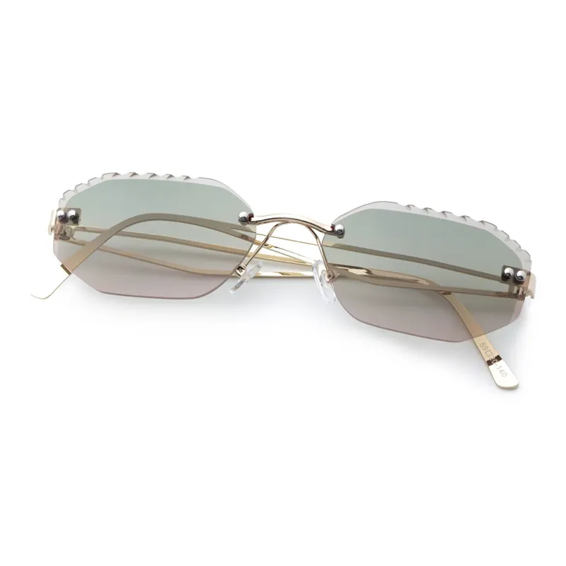 Pair Ponyo Metal Irregular Shape Sunglasses Unisex Gold-3