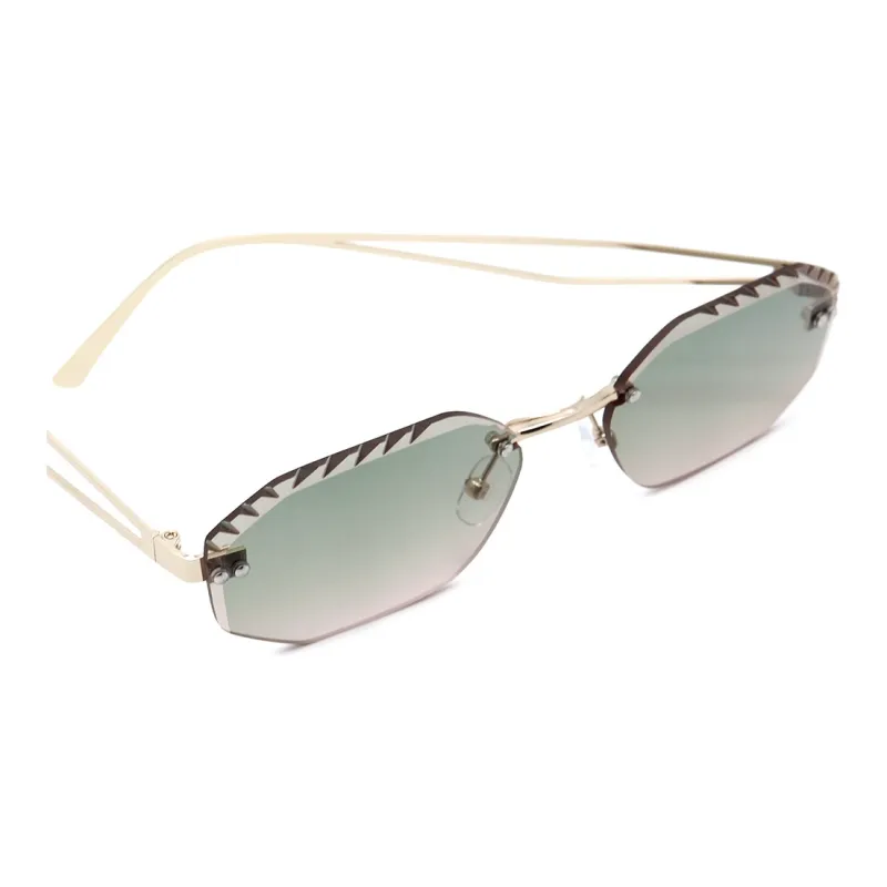 Pair Ponyo Metal Irregular Shape Sunglasses Unisex Gold-2