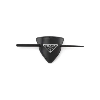 PRADA Leather Hair Clips Women's Black