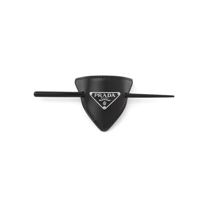 PRADA Leather Hair Clips Women's Black-0