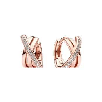 Pandora Gold Plated Copper Silver Alloy Synthetic Cubic Zirconia Earrings Women's Gold