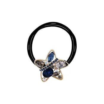 ROYALSASA 3 Strand Rubber Band, Faux Crystal Hair Tie, Hair Tie Women's