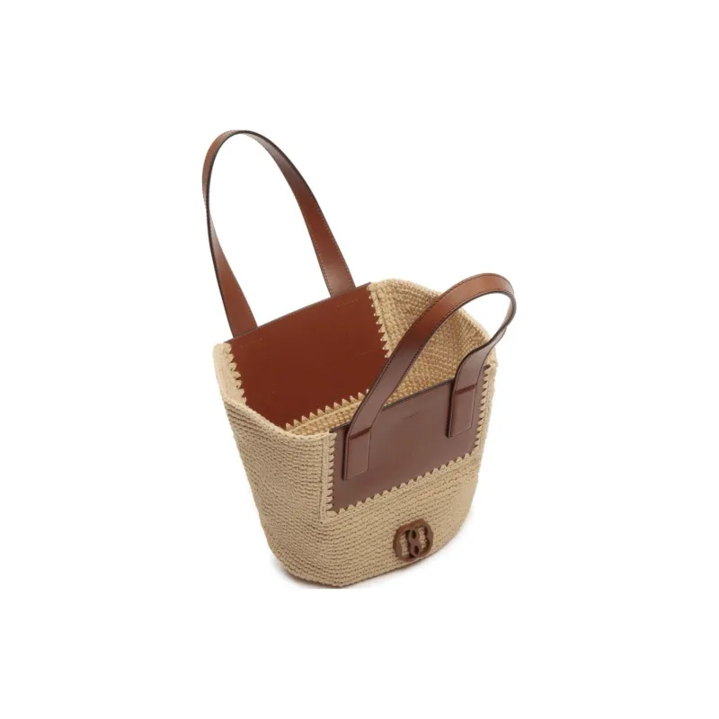 BALLY Logo Plaque Woven Basket Top Handle Bag-3