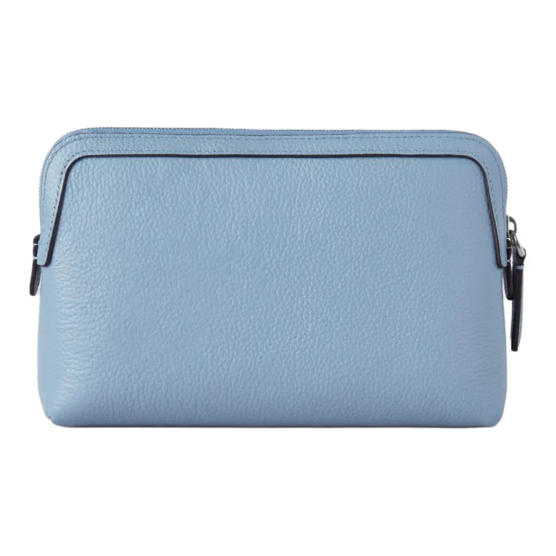 Mulberry Small Grain Leather Makeup Bag Small Size Women's Blue Gray-2