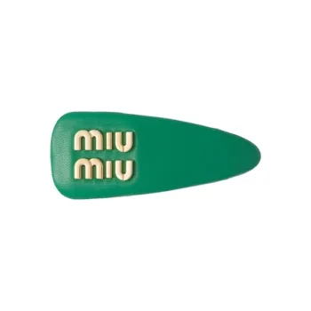 MIU MIU Leather Hair Clips Women's Green