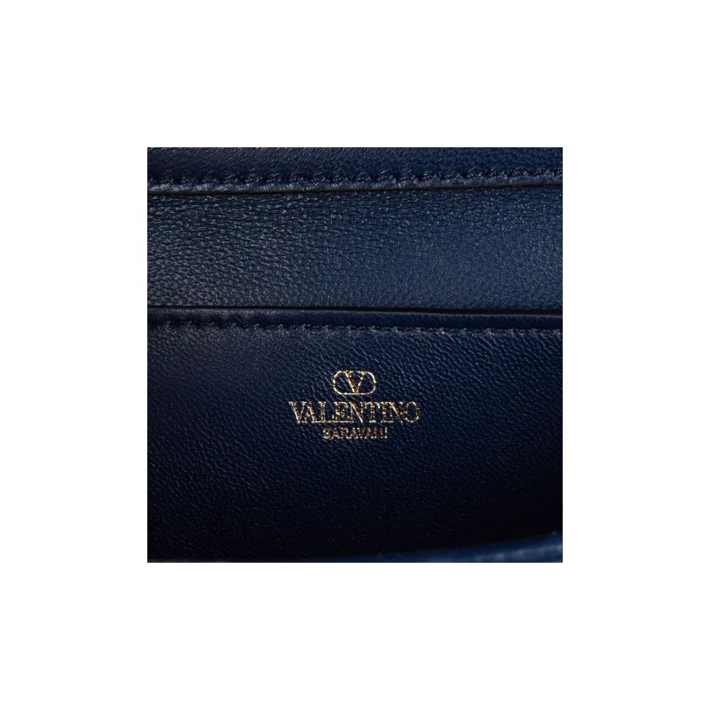 Valentino GARAVANI Canvas With Leather Trim Canvas Bag Handbag Shoulder Bag Crossbody Bag Extra Mini Unisex Marine Blue-5