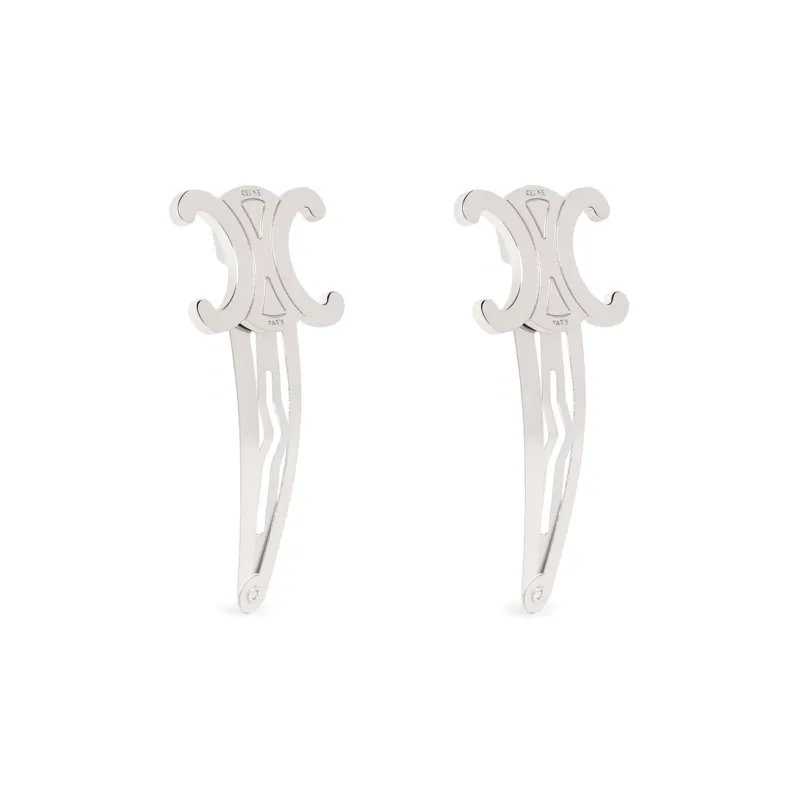 CELINE Set Of 2 Snap Hair Clip In Brass With Rhodium Finish And Steel-1
