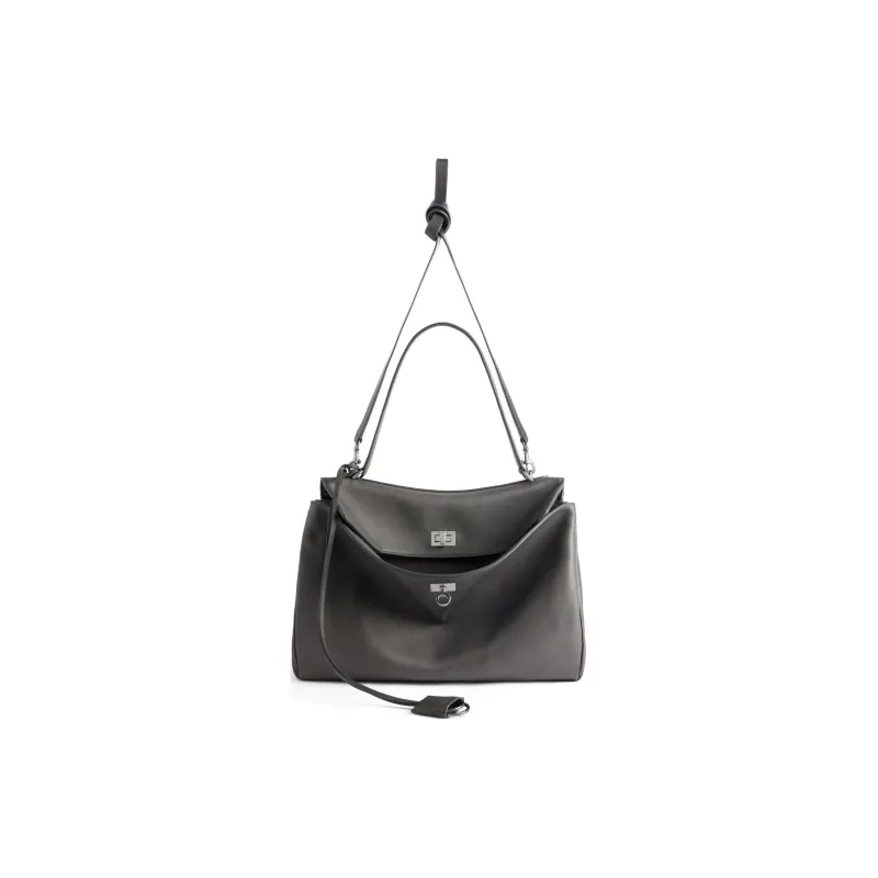 Balenciaga Smooth Calf Leather One Shoulder Handbags Medium Size Women's Gray-4