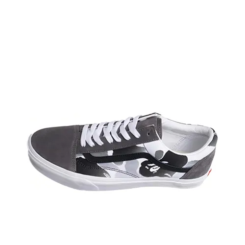 A Bathing Ape X 26cm vans Old Skool Collection Skateboard Shoes Unisex Low Top Gray/White