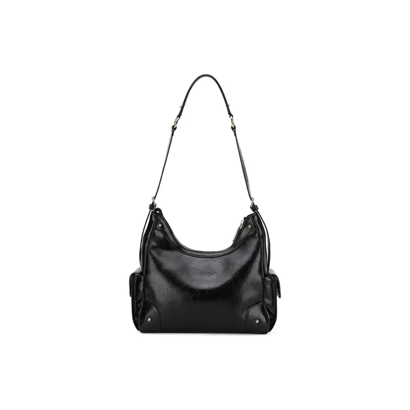 PIERRE CARDIN Synthetic Leather Shoulder Bag, Handbag Women's Black/Brown/Bitter Coffee-3