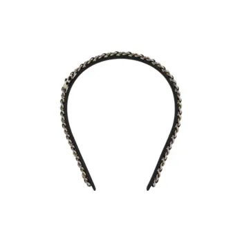 CHANEL Calfskin Headbands Women's Black/Gold