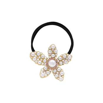 ROYALSASA 3 Strand Rubber Band, Faux Pearl Hair Tie Women's