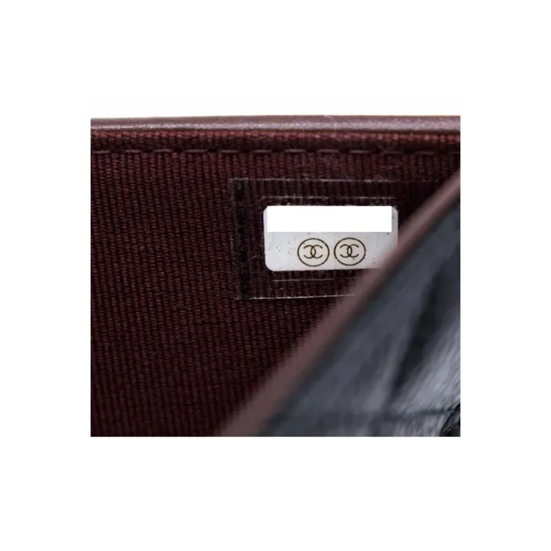 CHANEL Grain Embossed Litchi Grain Cow Leather Wallet Women's Black-6