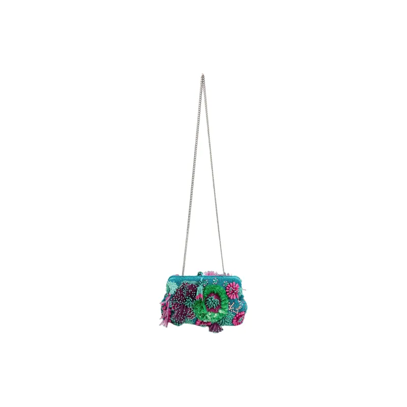ZARA Polyester One Shoulder Crossbody Clutches Women's Blue & Multicolor-1