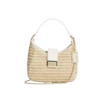 GUESS Metal Hobo Bag Shoulder Bag Crossbody Bag Handbag Mini Women's Beige Brown