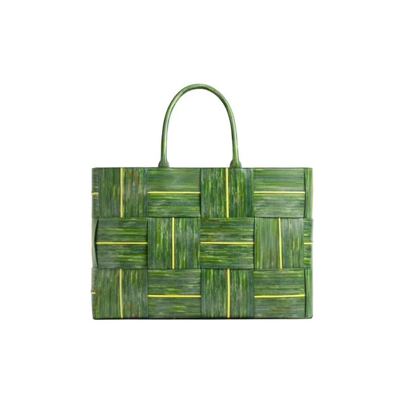 Bottega Veneta Calfskin Tote Bag, Shopping Bag, Handbag Tubas Men's Green-0