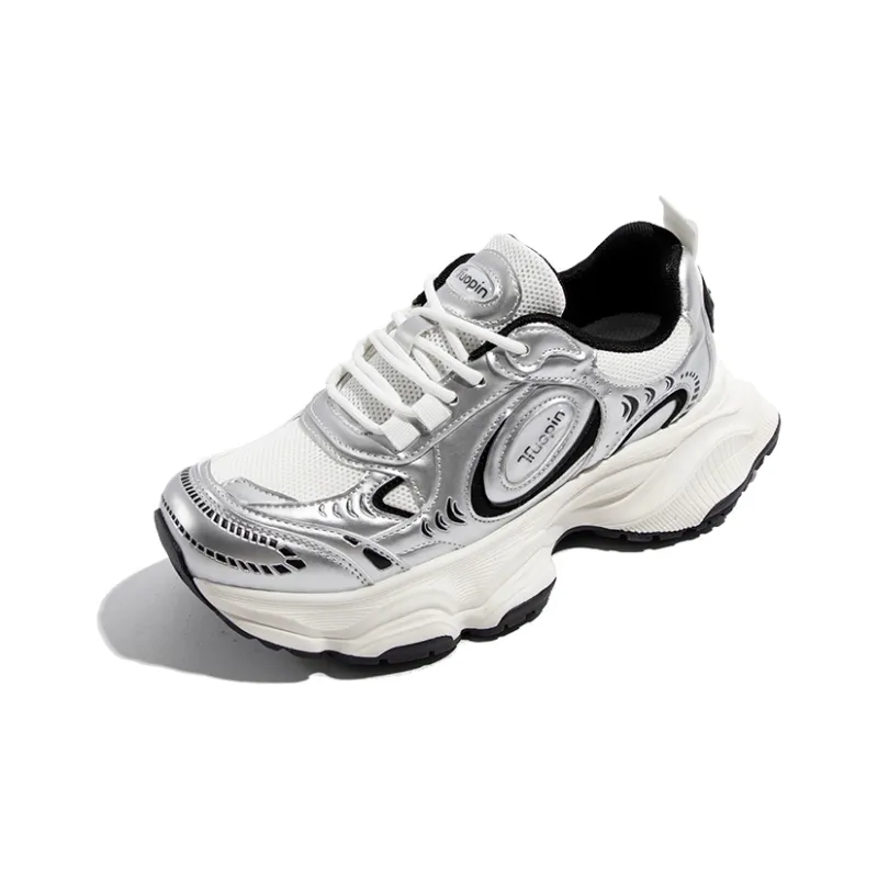 TUOPIN Futuristic Vintage Anti-Slip Wear-Resistant Low-Top Casual Shoes Silver Black-1