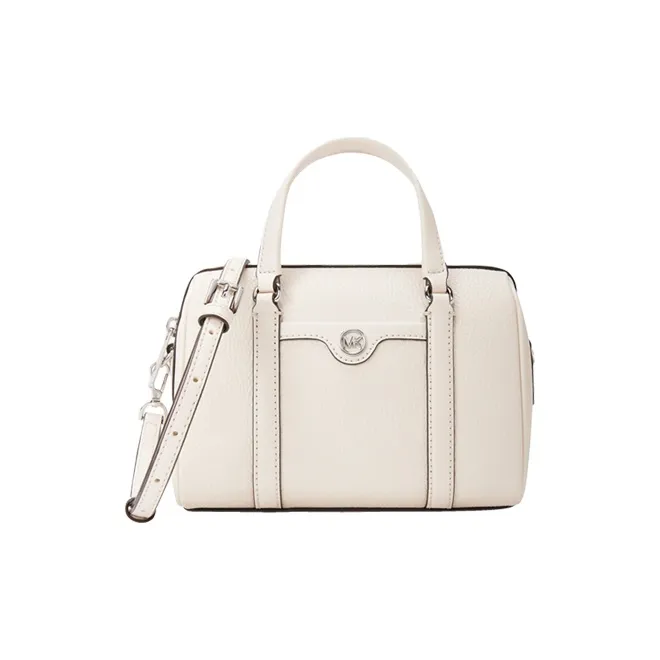 MICHAEL KORS Travel Artificial Leather Boston Cylinder Bag, One Shoulder Handbag Trumpets Women's Black/Milk White-0