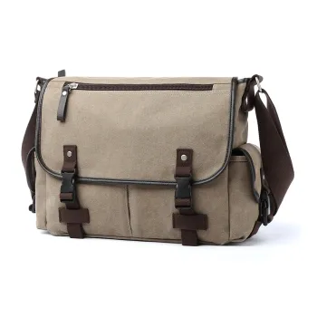 MOYYI Canvas Bag Crossbody Bag Large Size Unisex Black/Khaki