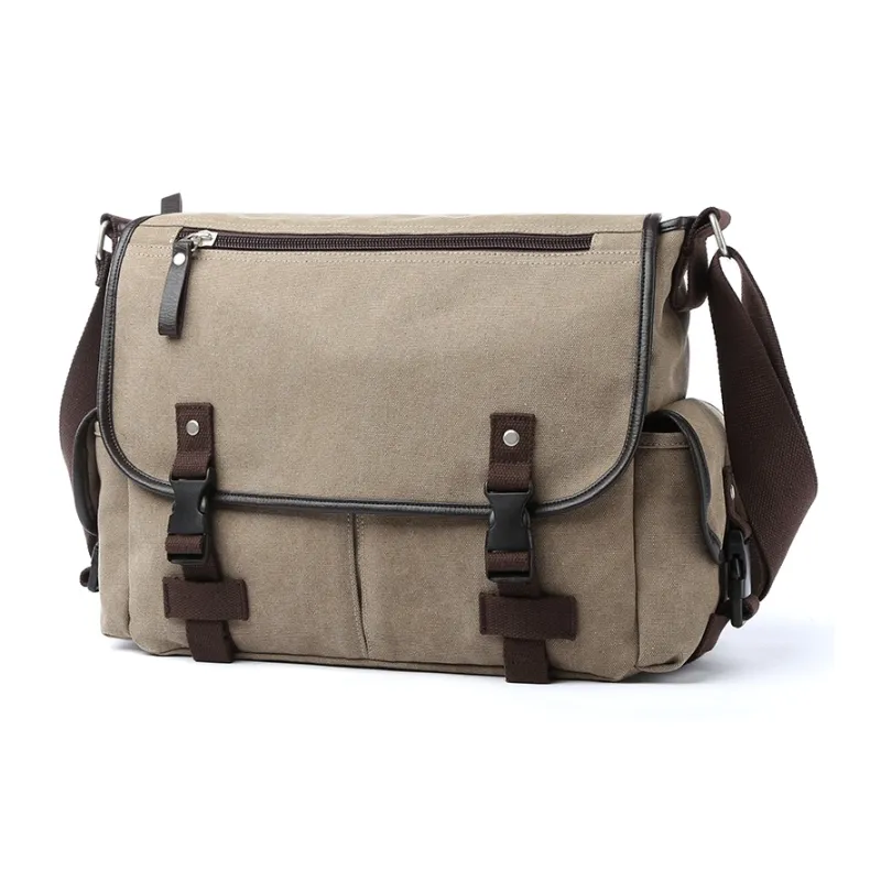 MOYYI Canvas Bag Crossbody Bag Large Size Unisex Black/Khaki-0
