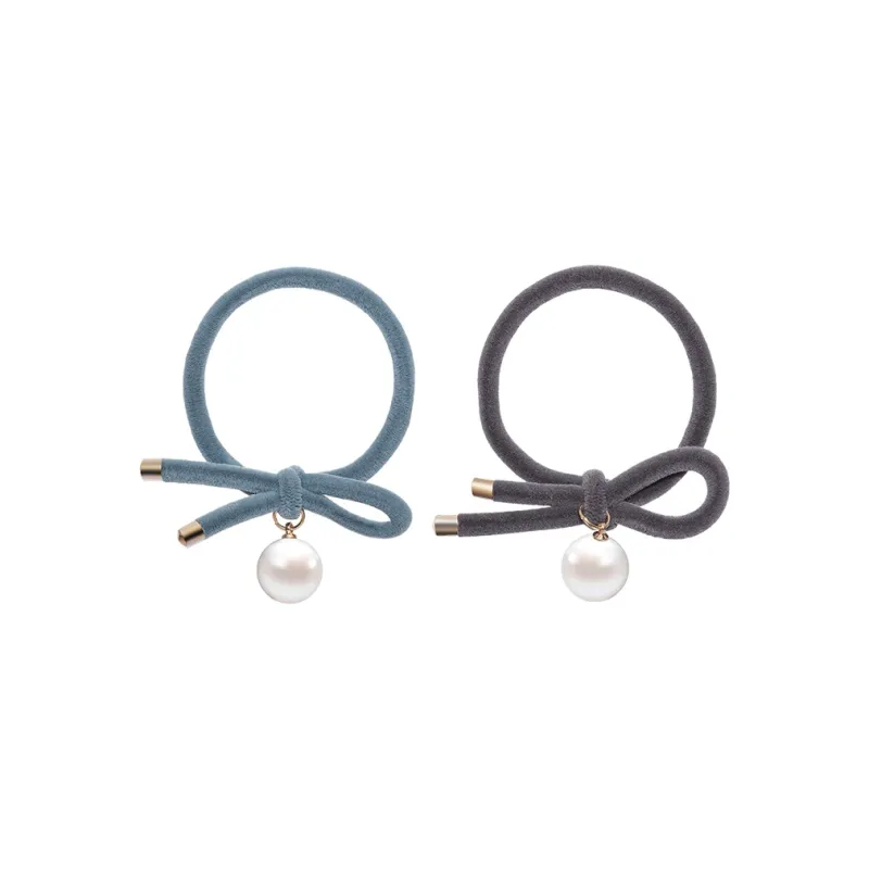 ROYALSASA Rubber Band Alloy Accessories Faux Pearl Hair Tie Women's-3