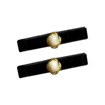 SENDME Hair Clips Women's Black Velvet Pearl Bowknot Hair Clip Set Of Two