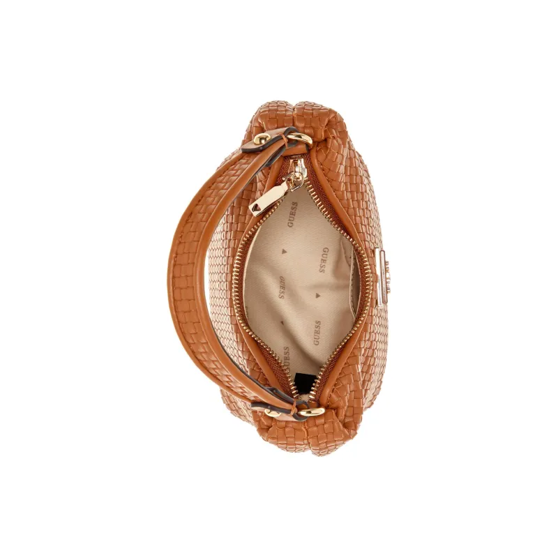 GUESS Faux Leather Hobo Bag, Portable Crossbody Bag, Shoulder Bag Mini Women's Brown-2