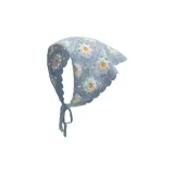 White Button Pom Headwrap (Blue)