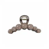 Light Pink Round Bead Medium Size Gray Claw Clip