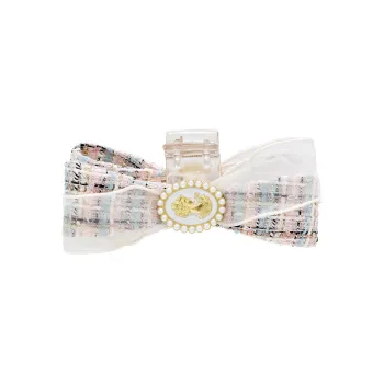 ROYALSASA Cotton Linen Blend Faux Pearl Hair Clips Women's