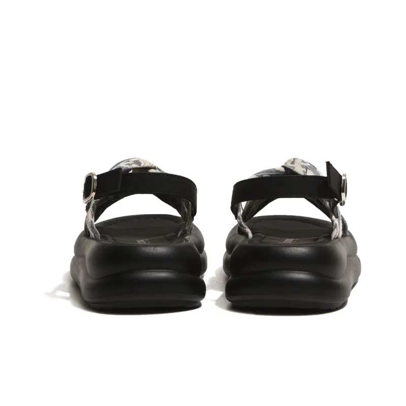 SHUXI Strap Sandals 4.5cm Women's Black Blue-11